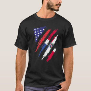 Dominican Republic American Grown Flag USA Heritag T-Shirt
