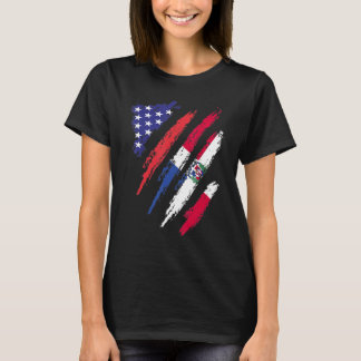 Dominican Republic American Grown Flag USA Heritag T-Shirt