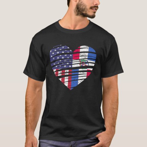 Dominican Republic American Grown Heart USA Herita T_Shirt