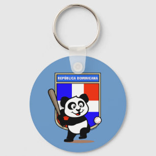 Dominican Republic Baseball Panda Keychain