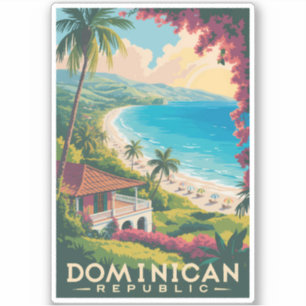 Dominican Republic Beach Illustration Travel Art Sticker