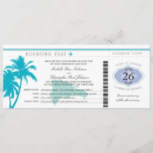 Dominican Republic Boarding Pass Palm Trees Invitation