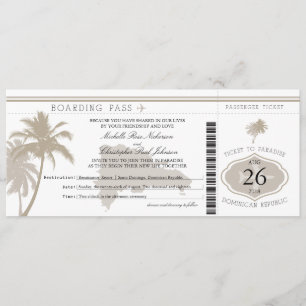 Dominican Republic Boarding Pass Palm Trees Invitation