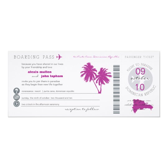 Dominican Republic Boarding PassWedding Invitation
