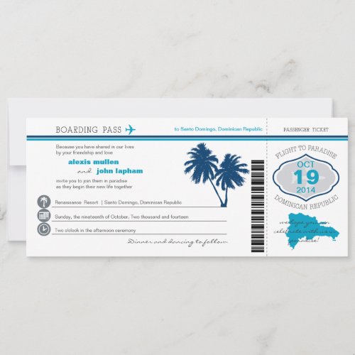 Dominican Republic Boarding PassWedding Invitation