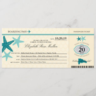 Dominican Republic Bridal Shower Boarding Pass Invitation