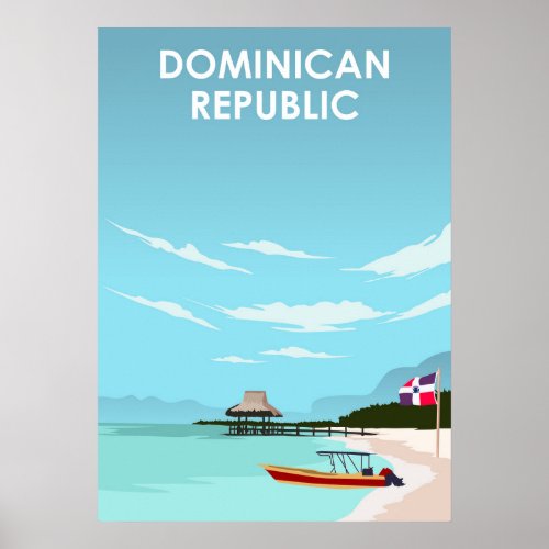 Dominican Republic Caribbean Illustration Travel Poster