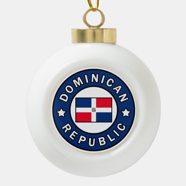 Dominican Republic Ceramic Ball Christmas Ornament (Front)
