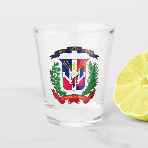 Dominican Republic coat of arms Shot Glass
