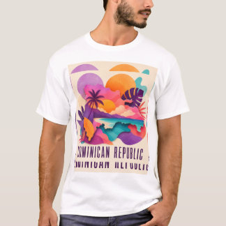 Dominican Republic Contemporary Caribbean Collage  T-Shirt