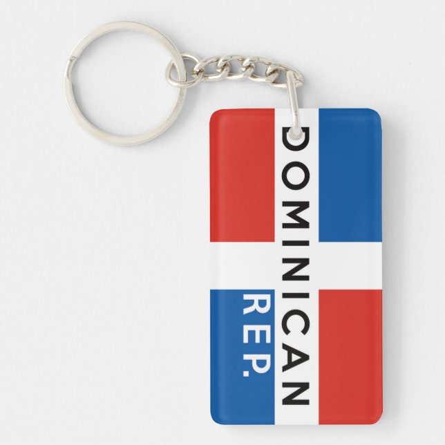 dominican republic country flag symbol name text keychain (Front)