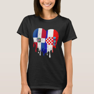 Dominican Republic Croatia Flag Heart Citizen Patr T-Shirt