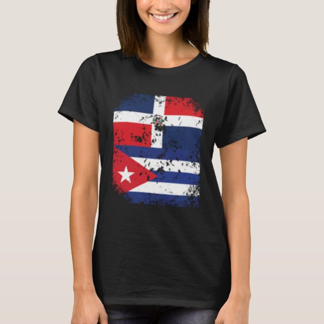 Dominican Republic Cuba Cuban Flag Dominicana Lati T-Shirt (Front)