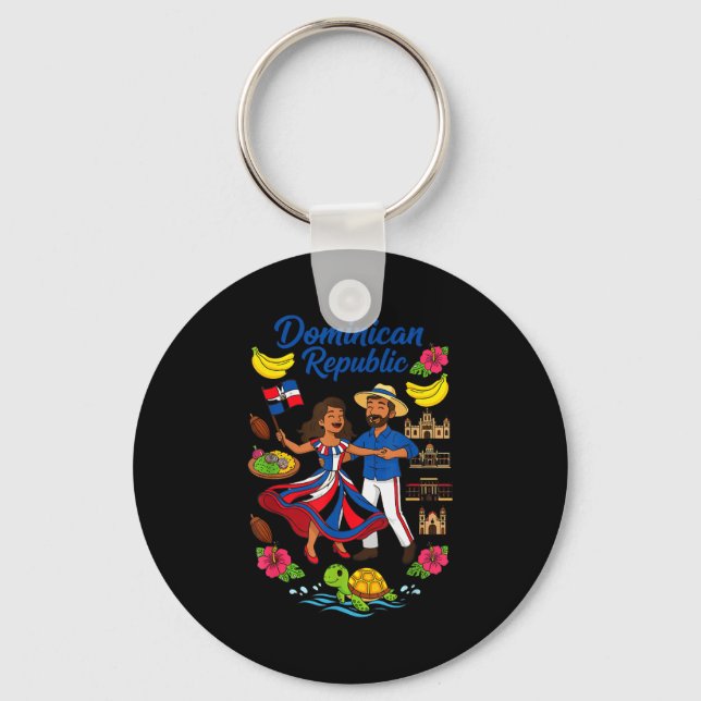 Dominican Republic Culture Dancing Travel  Keychain (Front)