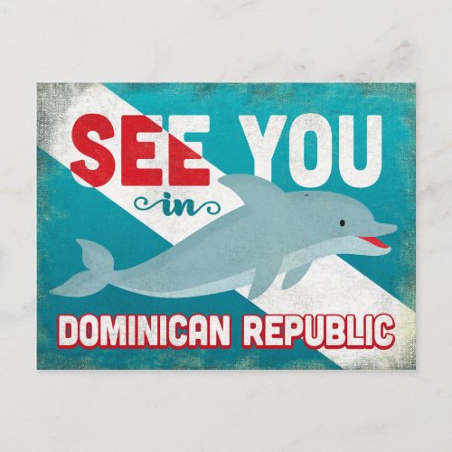 Dominican Republic Dolphin _ Retro Vintage Travel Postcard