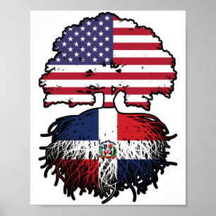 Dominican Republic Dominican American USA Tree Poster