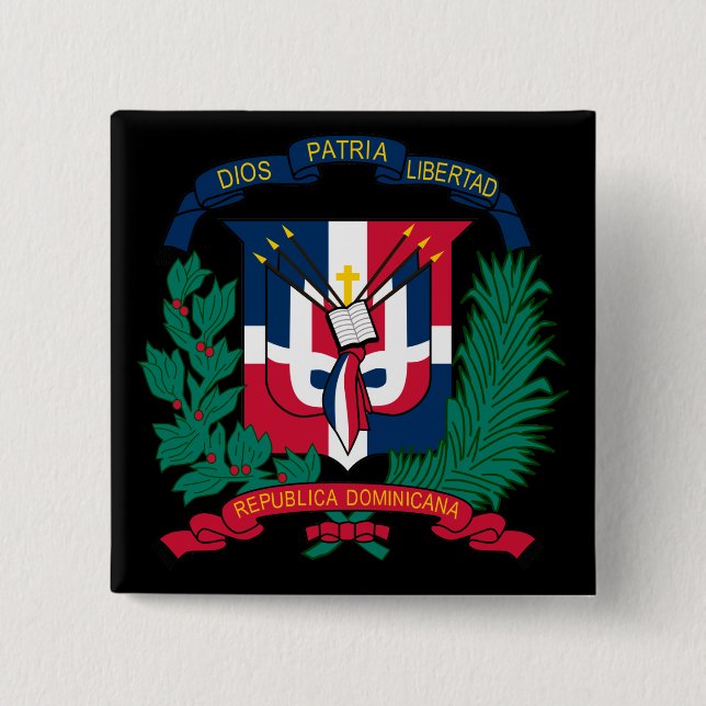dominican republic emblem pinback button (Front)