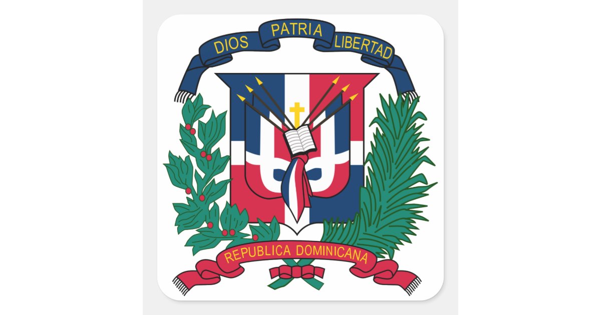 dominican republic emblem square sticker | Zazzle