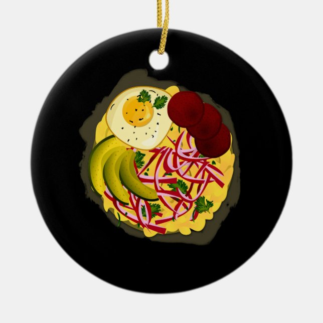 Dominican Republic Favorite Food Mangú Salami Que Ceramic Ornament (Front)