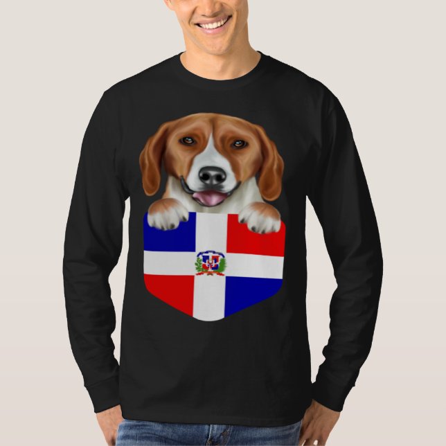 Dominican Republic Flag American Foxhound Dog In P T-Shirt (Front)