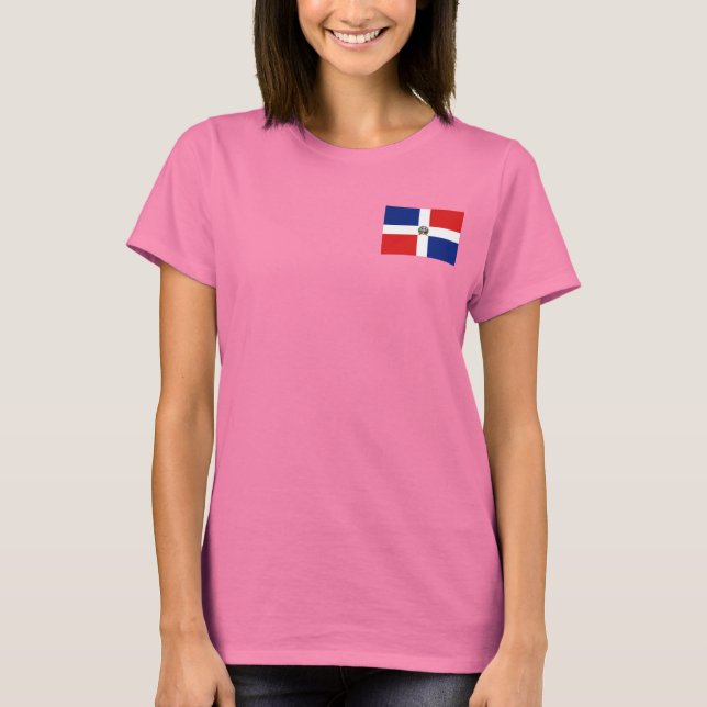 Dominican Republic Flag and Map dk T-Shirt (Front)