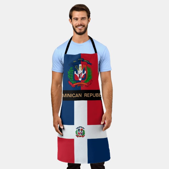 Dominican Republic Flag Apron, Chefs kitchen Apron (Worn)