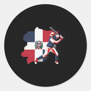 Dominican Republic Flag Baseball Player Sports Classic Round Sticker