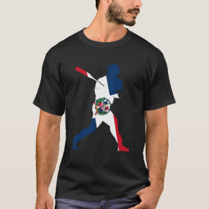Dominican Republic Flag Baseball Player Sports T-Shirt