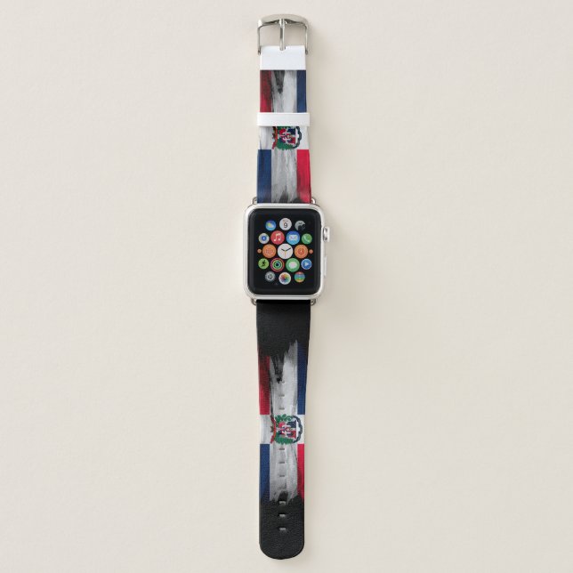 Dominican Republic flag brush stroke Apple Watch Band (Front)