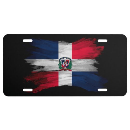 Dominican Republic flag brush stroke License Plate
