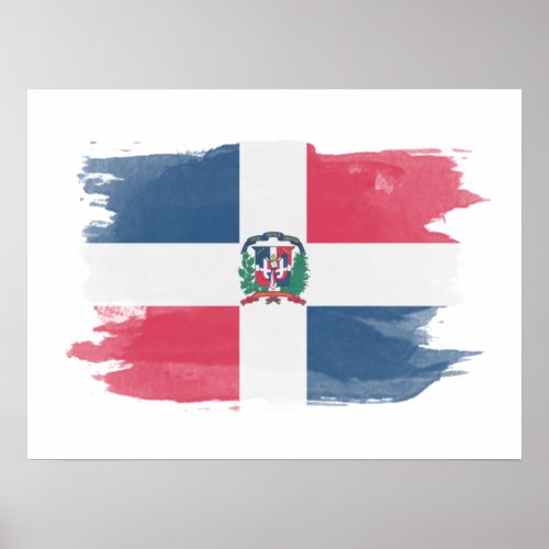 Dominican Republic flag brush stroke national fla Poster