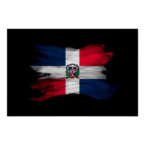 Dominican Republic flag brush stroke Poster