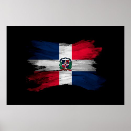Dominican Republic flag brush stroke Poster