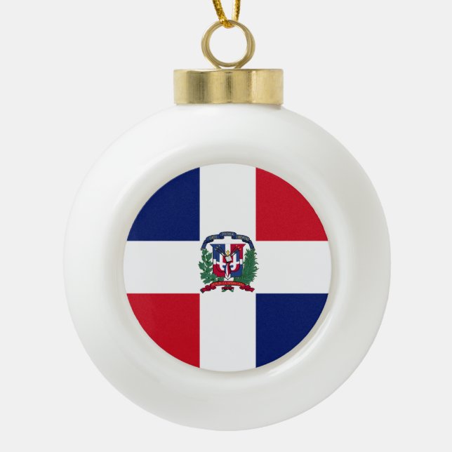 Dominican Republic Flag Ceramic Ball Christmas Ornament (Front)