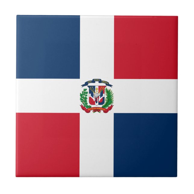 Dominican Republic Flag Ceramic Tile (Front)