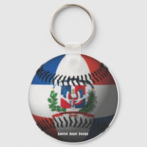 Dominican Republic Flag Covered Baseball Keychain