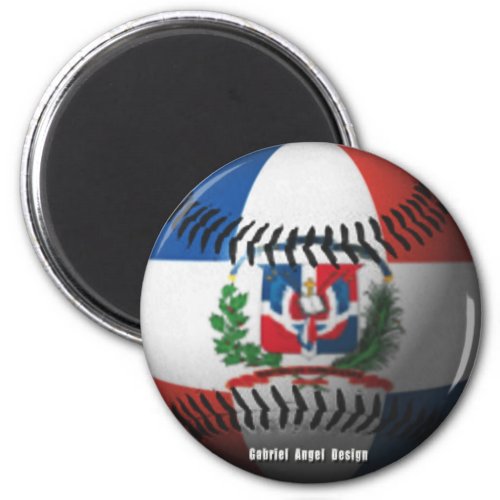 Dominican Republic Flag Covered Baseball Magnet