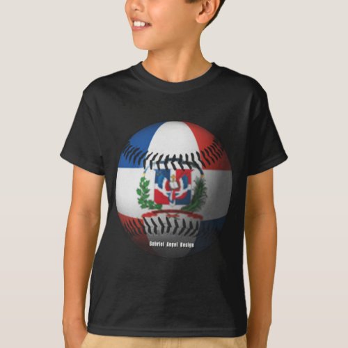 Dominican Republic Flag Covered Baseball T_Shirt