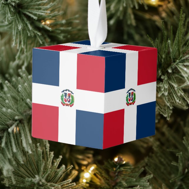 Dominican Republic flag Cube Ornament (Tree)