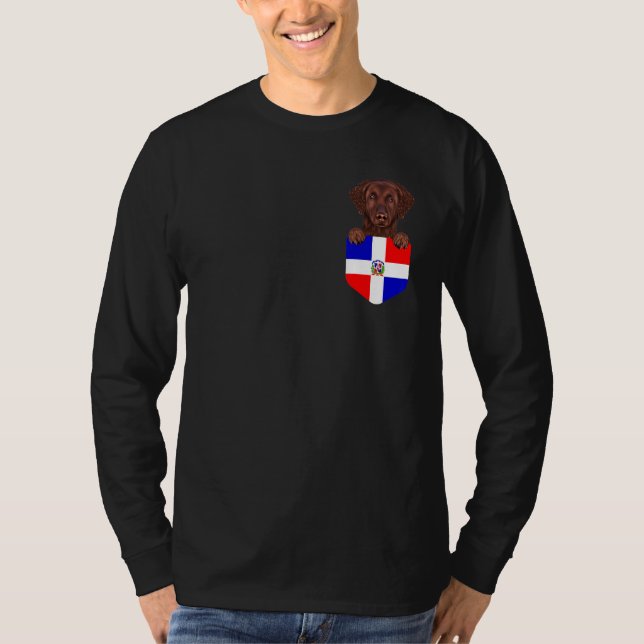 Dominican Republic Flag Curly Coated Retriever Dog T-Shirt (Front)