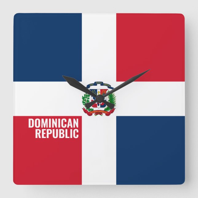 Dominican Republic Flag Dazzling Patriotic Square Wall Clock (Front)