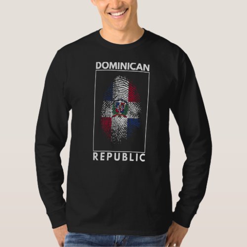 Dominican Republic Flag Finger Print Dna Dominican T_Shirt