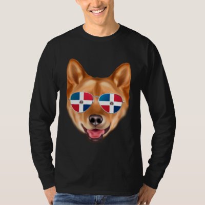 Dominican Republic Flag Finnish Spitz Dog Pocket T-Shirt