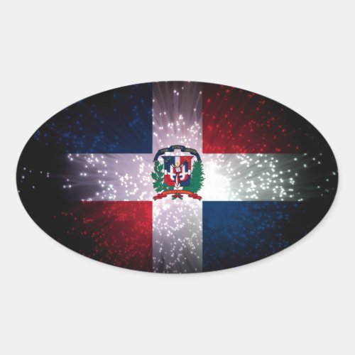 Dominican Republic Flag Firework Oval Sticker