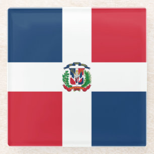 Dominican Republic Flag Glass Coaster