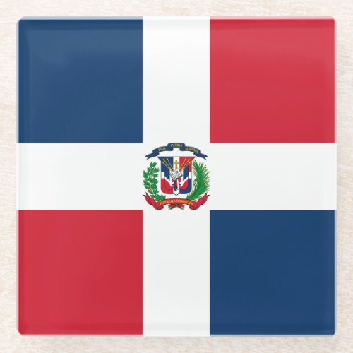 Dominican Republic Flag Glass Coaster