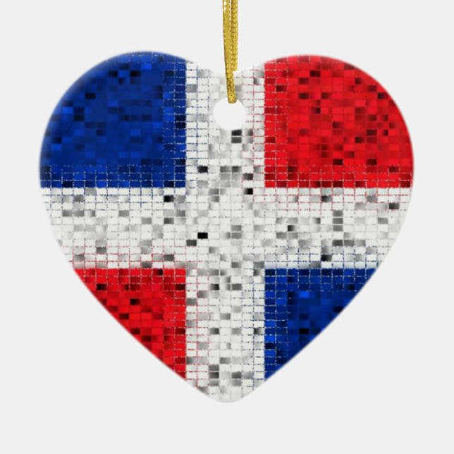 Dominican Republic Flag glitter ornament (Front)