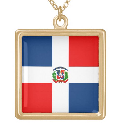 Dominican Republic Flag  Gold Plated Necklace
