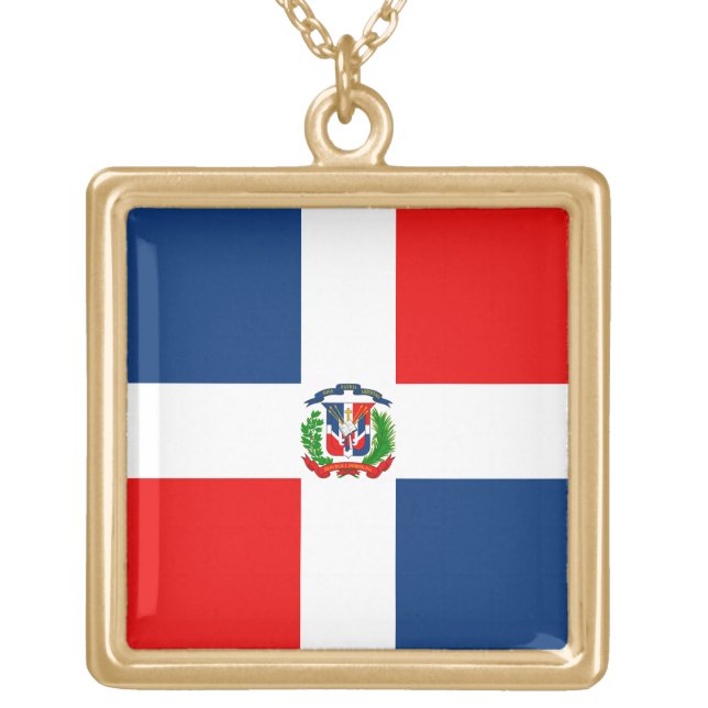 Dominican Republic Flag  Gold Plated Necklace (Front)