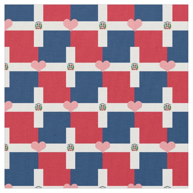 Dominican Republic Flag & Heart Fabric /fashion (Close Up)